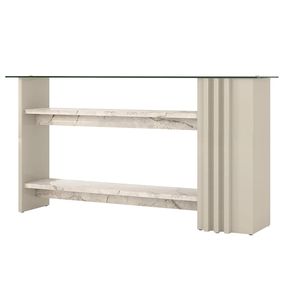 Aparador de Sala Com Prateleiras 150cm Fire Z10 Calacata/Off - Mpozenato