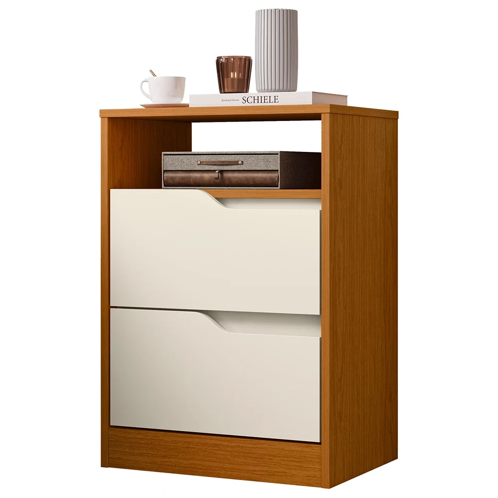 Mesa de Cabeceira com Gavetas Kit 2 Sole Flex Cinamomo/Off - Albatroz