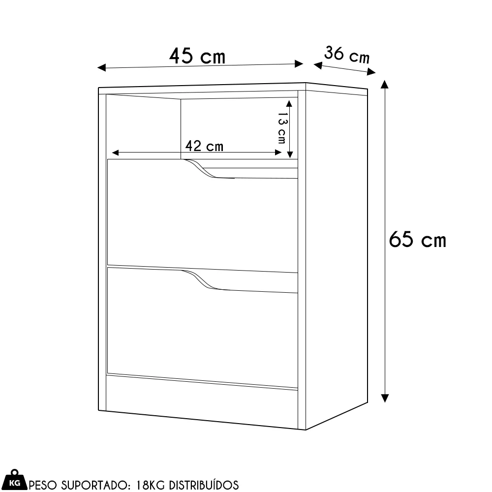 Mesa de Cabeceira com Gavetas Kit 2 Sole Flex Cinamomo/Off - Albatroz