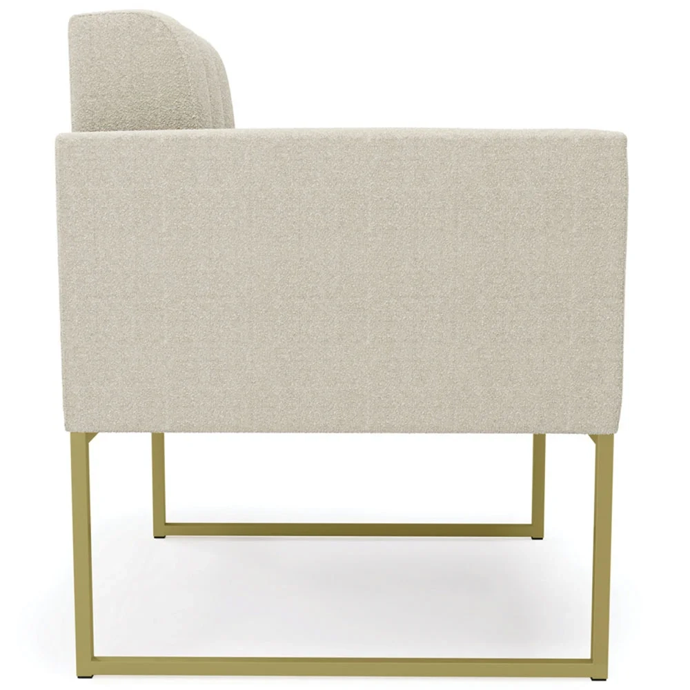 Poltrona Para Sala Base Industrial Dourado Ana Boucle Bege - Ibiza