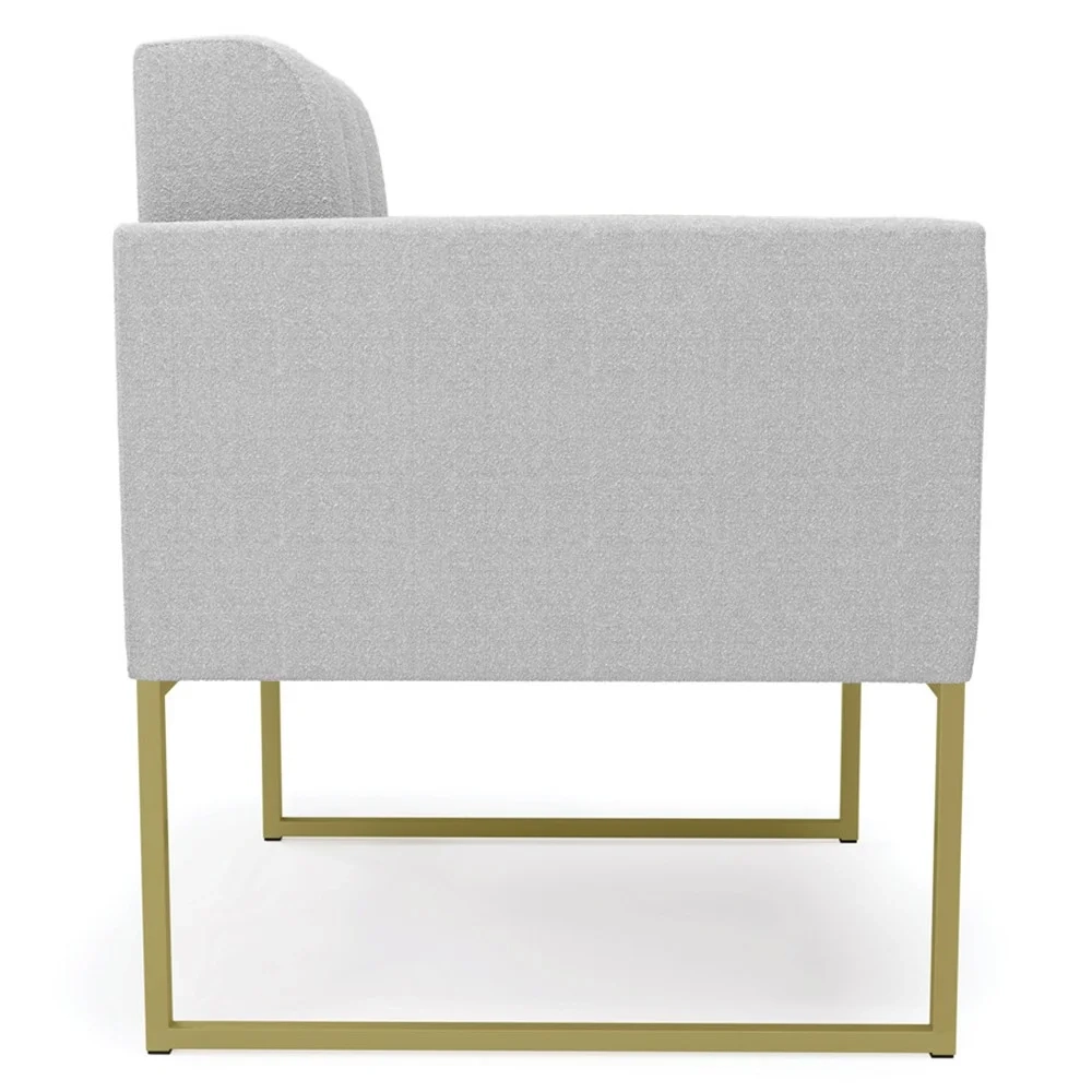 Poltrona Sala Base Industrial Dourado Kit 2 Ana Boucle Cinza - Ibiza