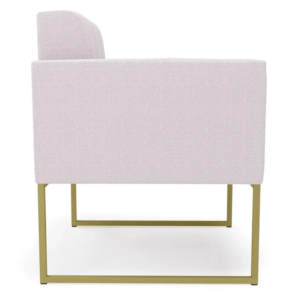 Poltrona Sala Base Industrial Dourado Kit 2 Ana Boucle Rosê - Ibiza