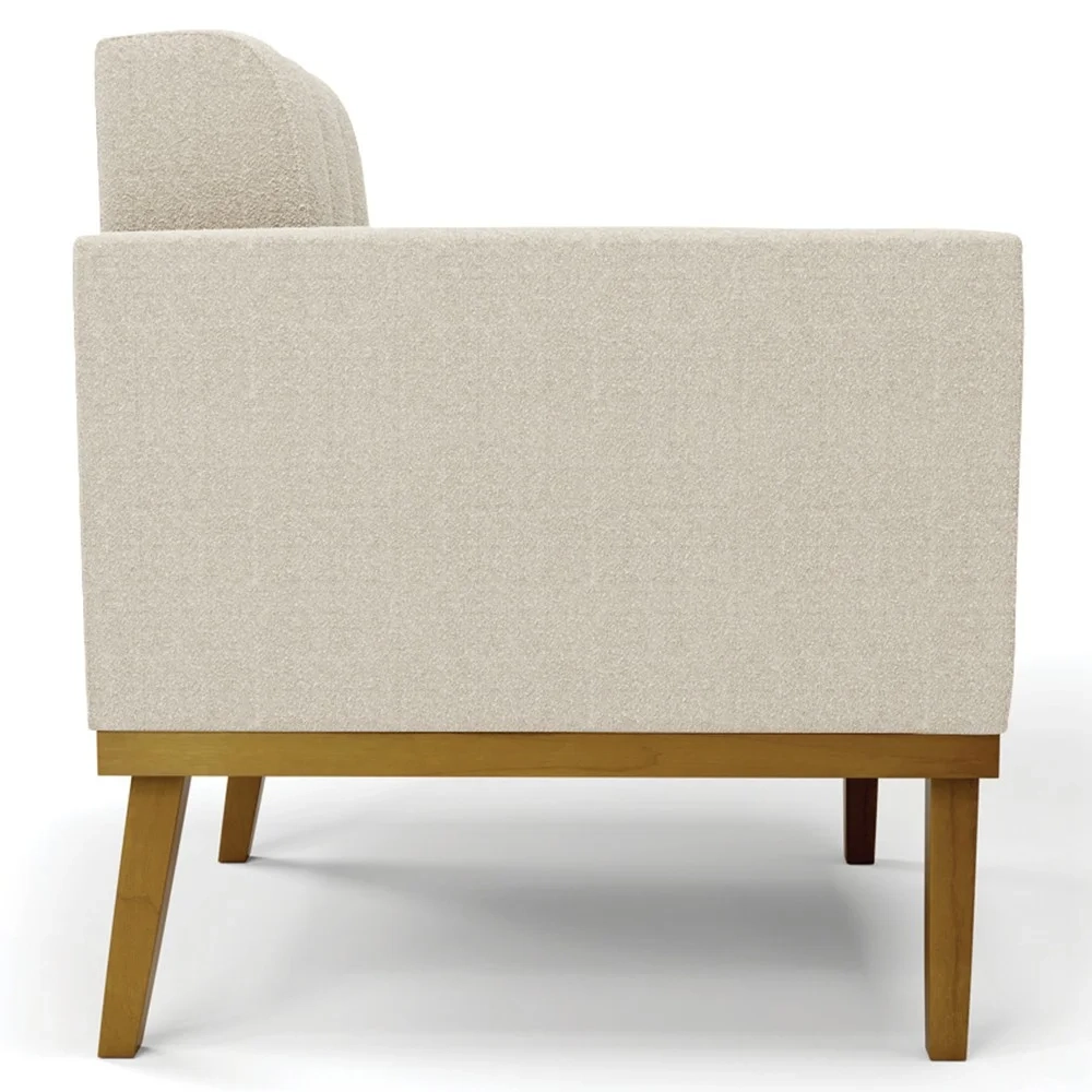 Poltrona Para Sala Base Madeira Castanho Ana Boucle Bege - Ibiza