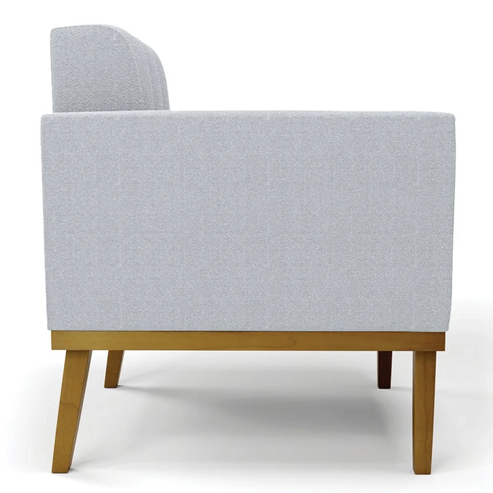 Poltrona Para Sala Base Madeira Castanho Ana Boucle Cinza - Ibiza