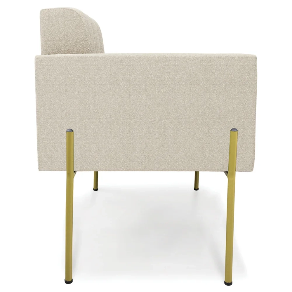 Poltrona Para Sala Pés Metálicos Dourado Ana Boucle Bege - Ibiza