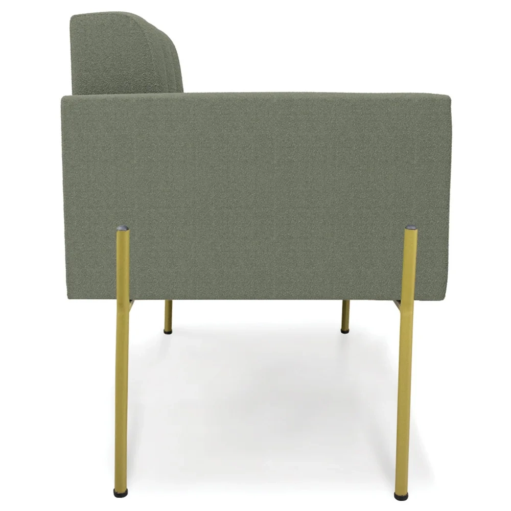 Poltrona Para Sala Pé Metal Dourado Kit 2 Ana Boucle Menta - Ibiza