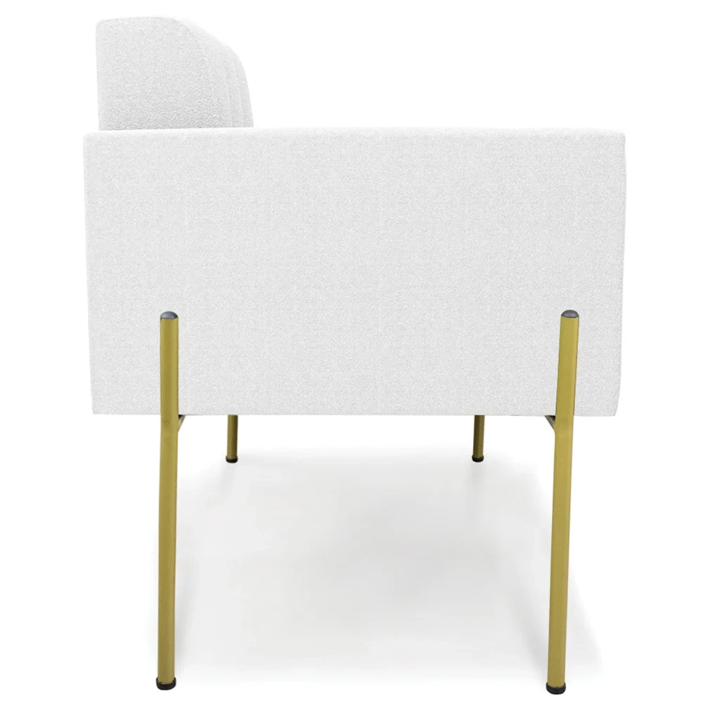 Poltrona Para Sala Pé Metal Dourado Kit 2 Ana Boucle Off - Ibiza