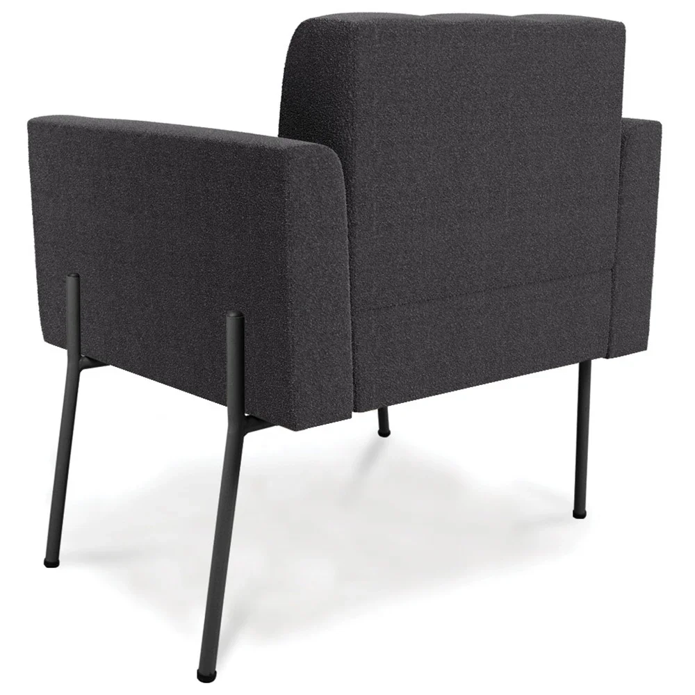 Poltrona Para Sala Pés Metálicos Preto Ana Boucle Grafite - Ibiza