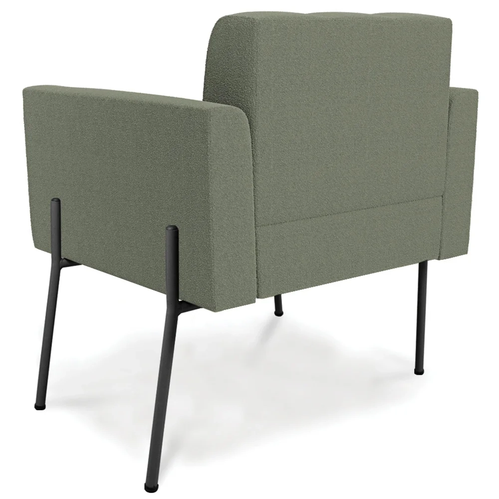 Poltrona Para Sala Pés Metálicos Preto Ana Boucle Menta - Ibiza