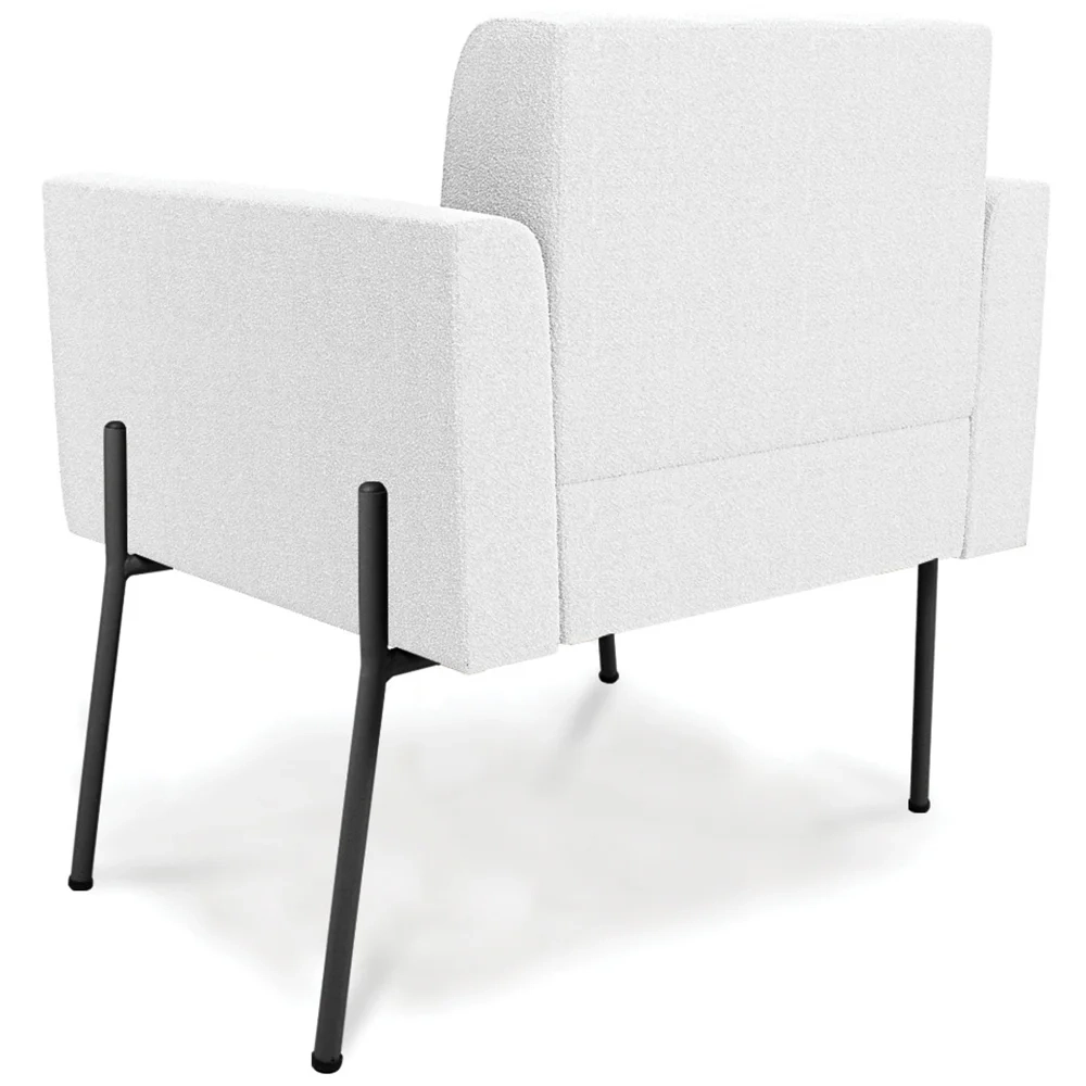 Poltrona Para Sala Pés Metálicos Preto Ana Boucle Off - Ibiza