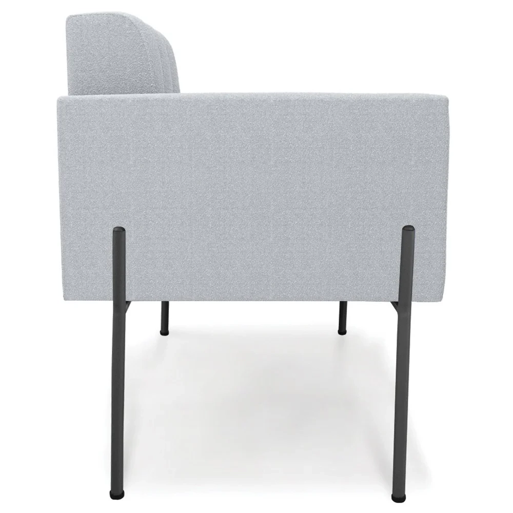 Poltrona Para Sala Pé Metal Preto Kit 2 Ana Boucle Cinza - Ibiza