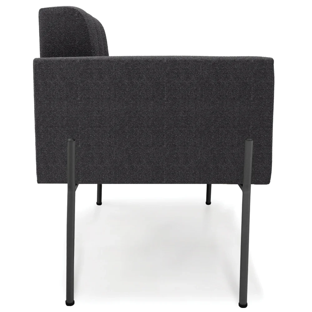 Poltrona Para Sala Pé Metal Preto Kit 2 Ana Boucle Grafite - Ibiza