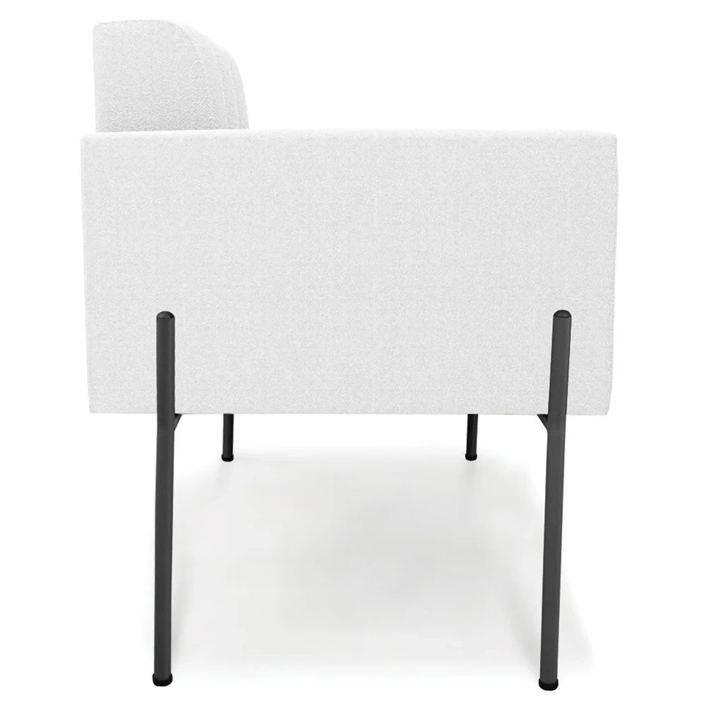 Poltrona Para Sala Pé Metal Preto Kit 2 Ana Boucle Off - Ibiza