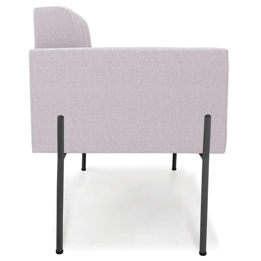 Poltrona Para Sala Pé Metal Preto Kit 2 Ana Boucle Rosê - Ibiza