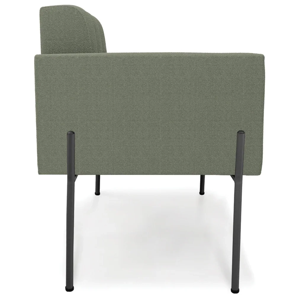 Poltrona Para Sala Pé Metal Preto Kit 2 Ana Boucle Menta - Ibiza