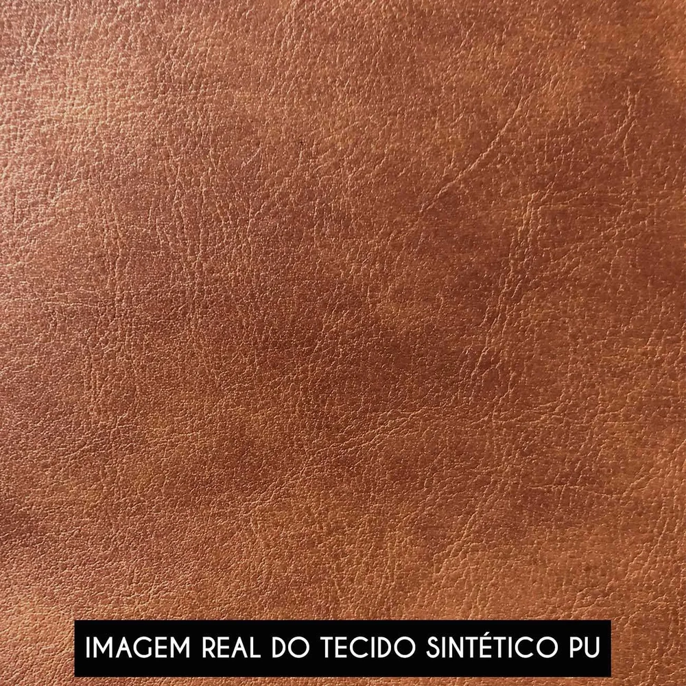 Poltrona Sala Pé Metal Dourado Kit 2 Ana Sintético PU Nozes - Ibiza