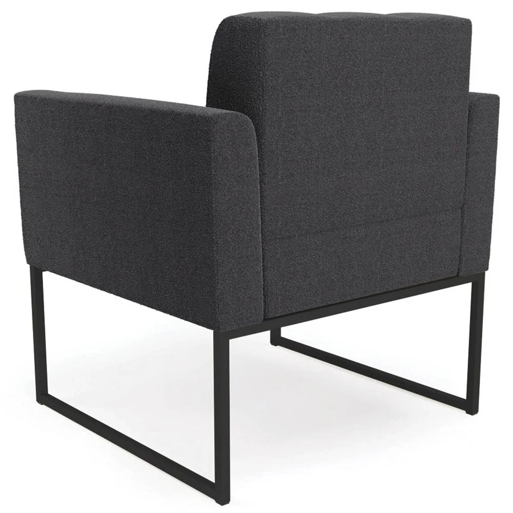 Poltrona Para Sala Base Industrial Preto Ana Boucle Grafite - Ibiza