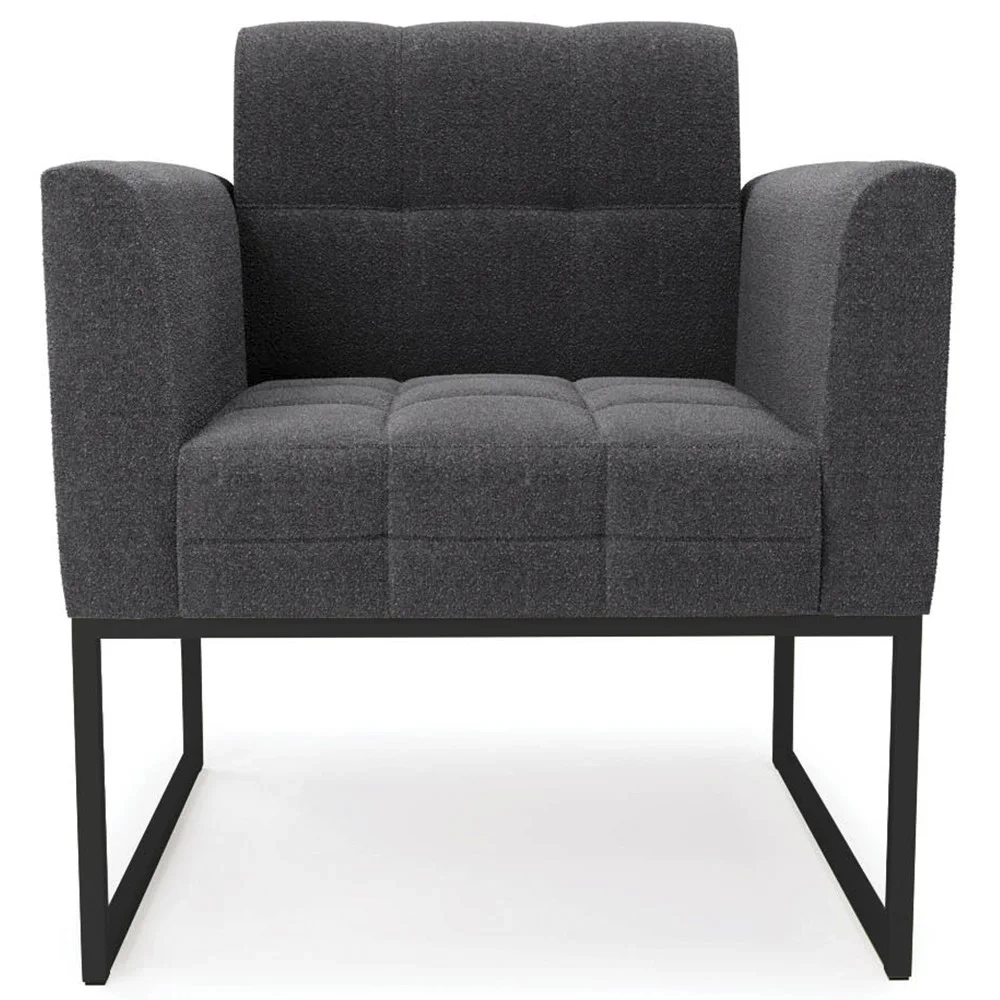 Poltrona Para Sala Base Industrial Preto Ana Boucle Grafite - Ibiza