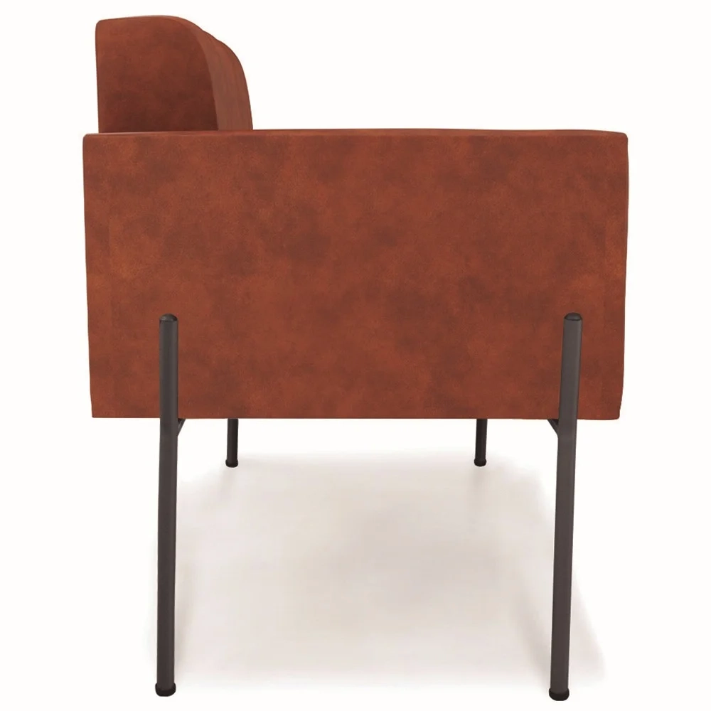 Poltrona Para Sala Pés Metálicos Preto Ana Sintético PU Nozes - Ibiza