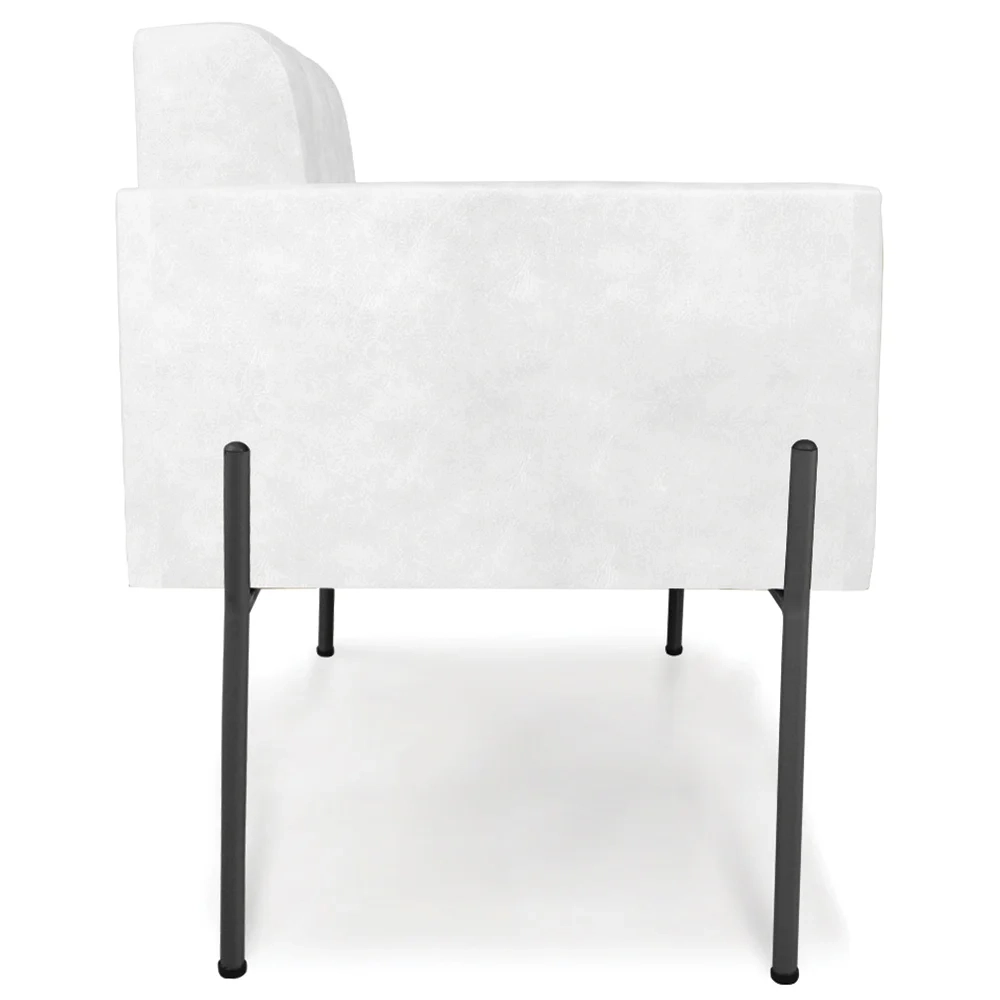 Poltrona Sala Pé Metal Preto Kit 2 Ana Sintético PU Branco - Ibiza