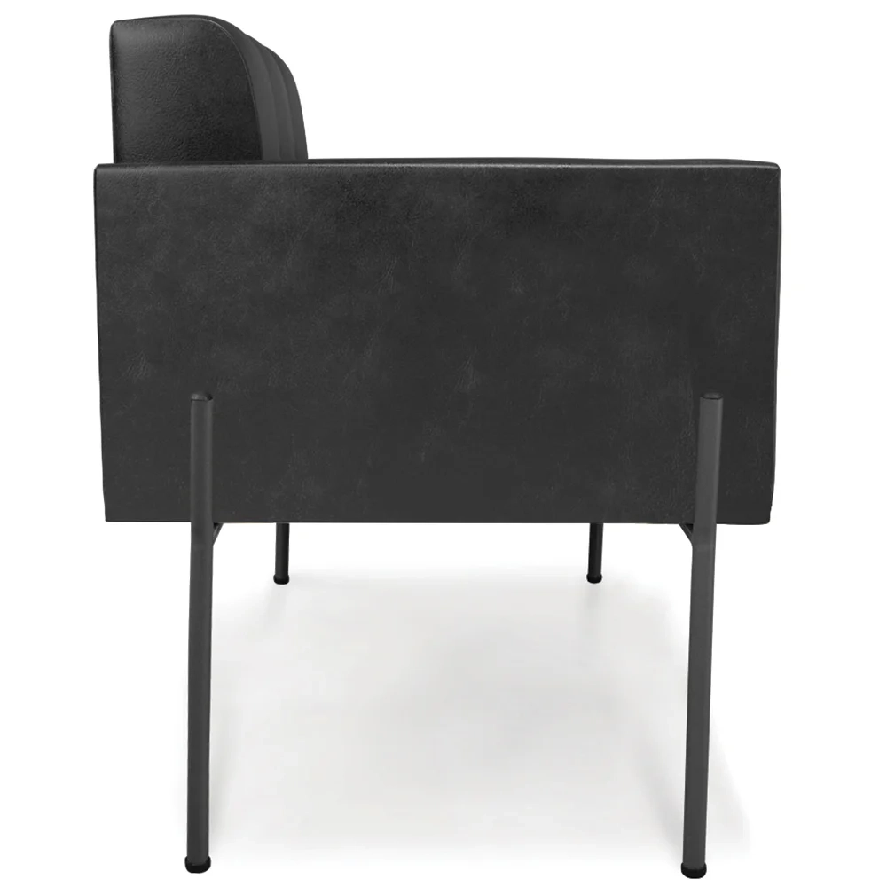 Poltrona Para Sala Pés Metálicos Preto Ana Sintético PU Preto - Ibiza