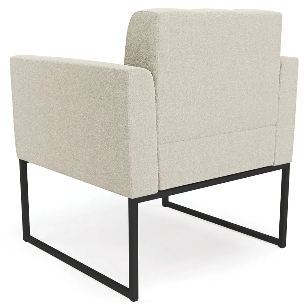 Poltrona Para Sala Base Industrial Preto Ana Boucle Bege - Ibiza