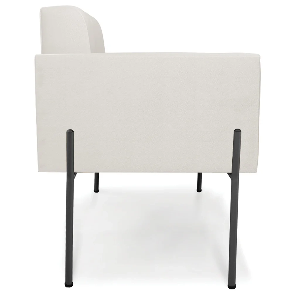 Poltrona Para Sala Pés Metálicos Preto Ana Sintético Bege - Ibiza