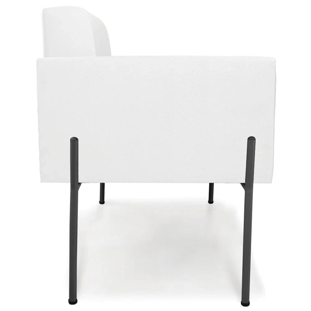 Poltrona Sala Pé Metal Preto Kit 2 Ana Sintético Branco - Ibiza