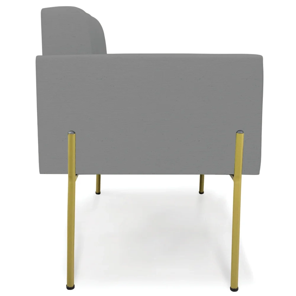 Poltrona Para Sala Pés Metálicos Dourado Ana Linho Grafite - Ibiza