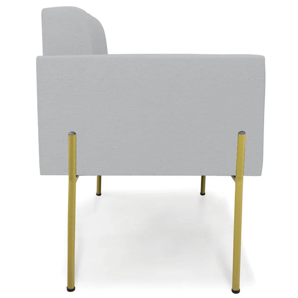 Poltrona Para Sala Pé Metal Dourado Kit 2 Ana Linho Cinza - Ibiza