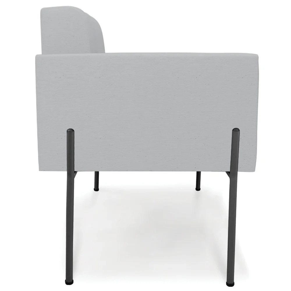 Poltrona Para Sala Pés Metálicos Preto Ana Linho Cinza - Ibiza