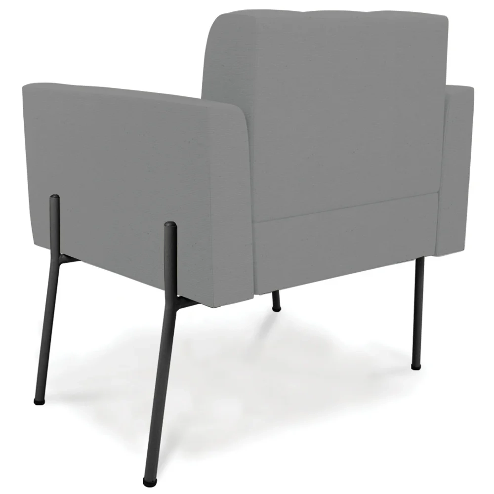 Poltrona Para Sala Pés Metálicos Preto Ana Linho Grafite - Ibiza