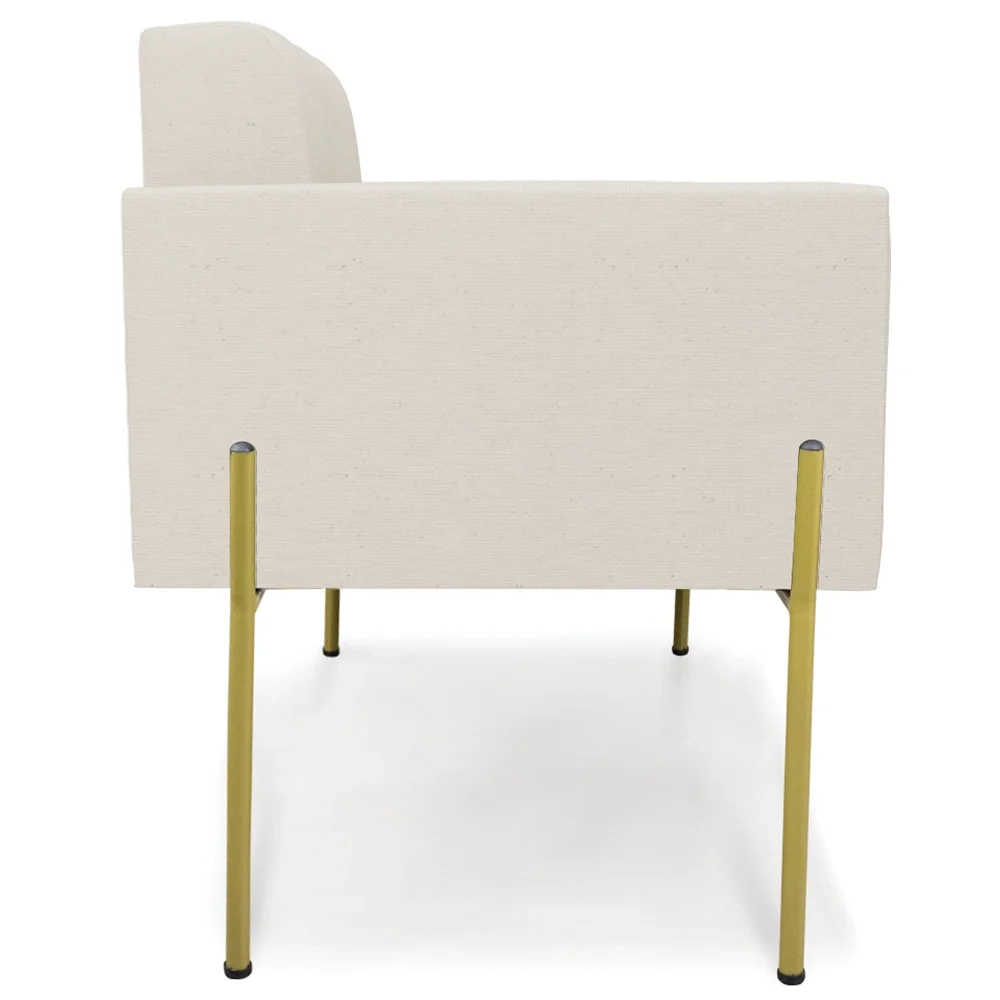 Poltrona Para Sala Pé Metal Dourado Kit 2 Ana Linho Bege - Ibiza