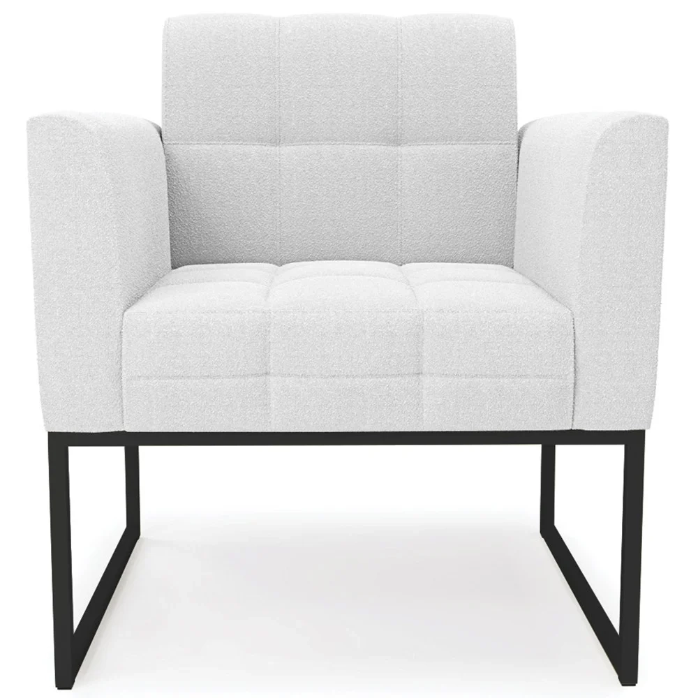 Poltrona Para Sala Base Industrial Preto Ana Boucle Off - Ibiza