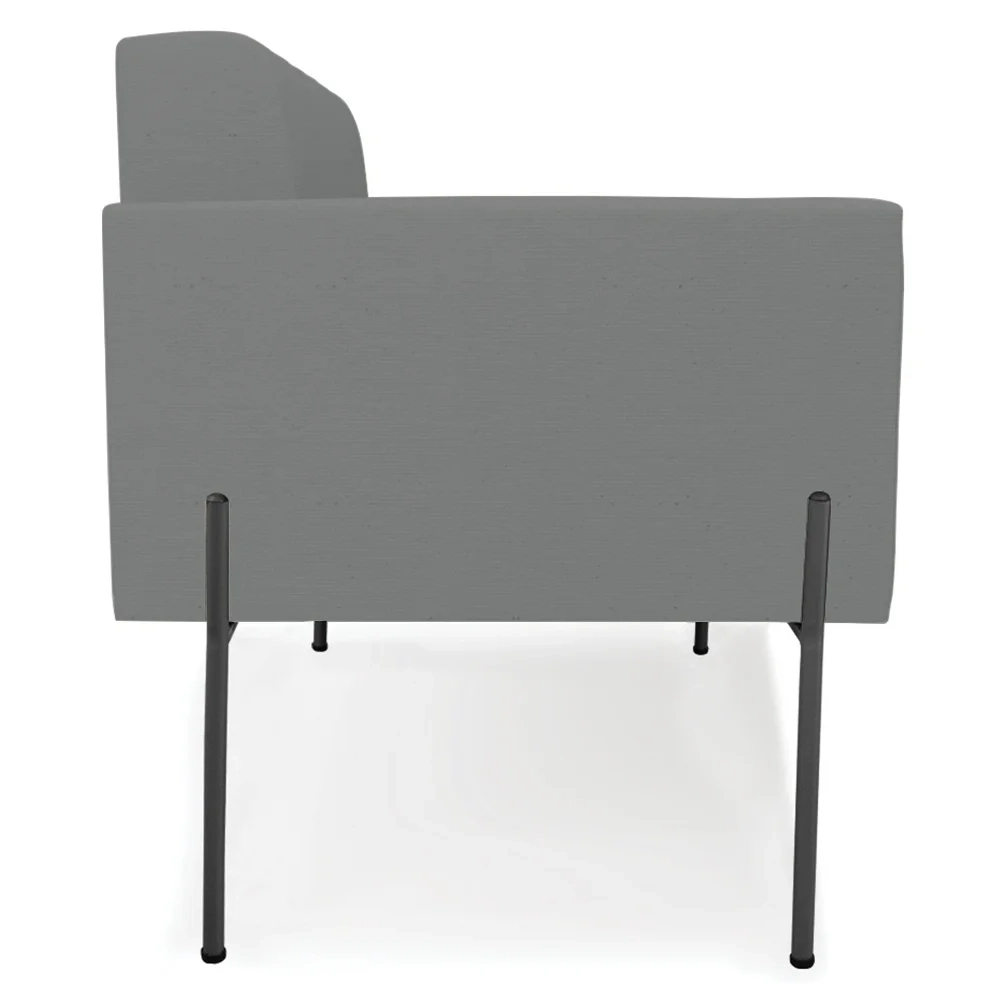 Poltrona Para Sala Pé Metal Preto Kit 2 Ana Linho Grafite - Ibiza