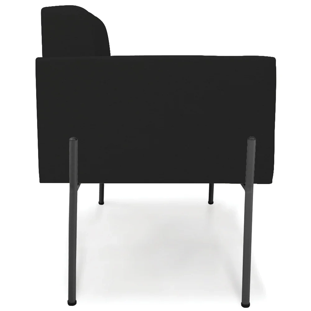 Poltrona Para Sala Pé Metal Preto Kit 2 Ana Linho Preto - Ibiza