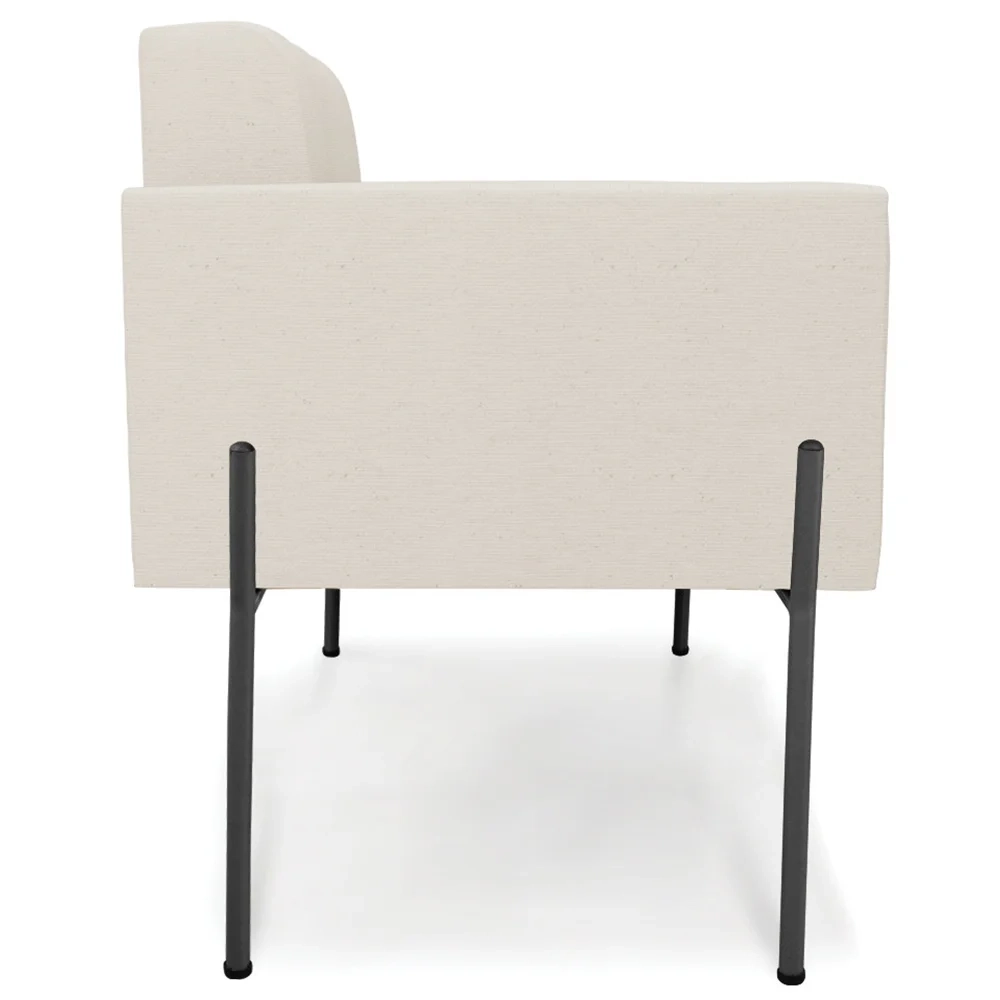 Poltrona Para Sala Pé Metal Preto Kit 2 Ana Linho Bege - Ibiza