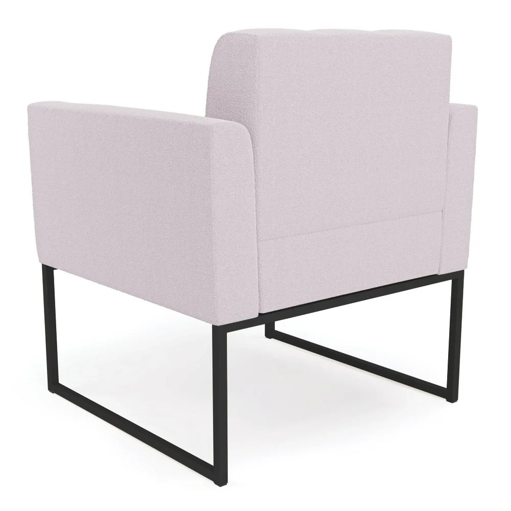 Poltrona Para Sala Base Industrial Preto Ana Boucle Rosê - Ibiza