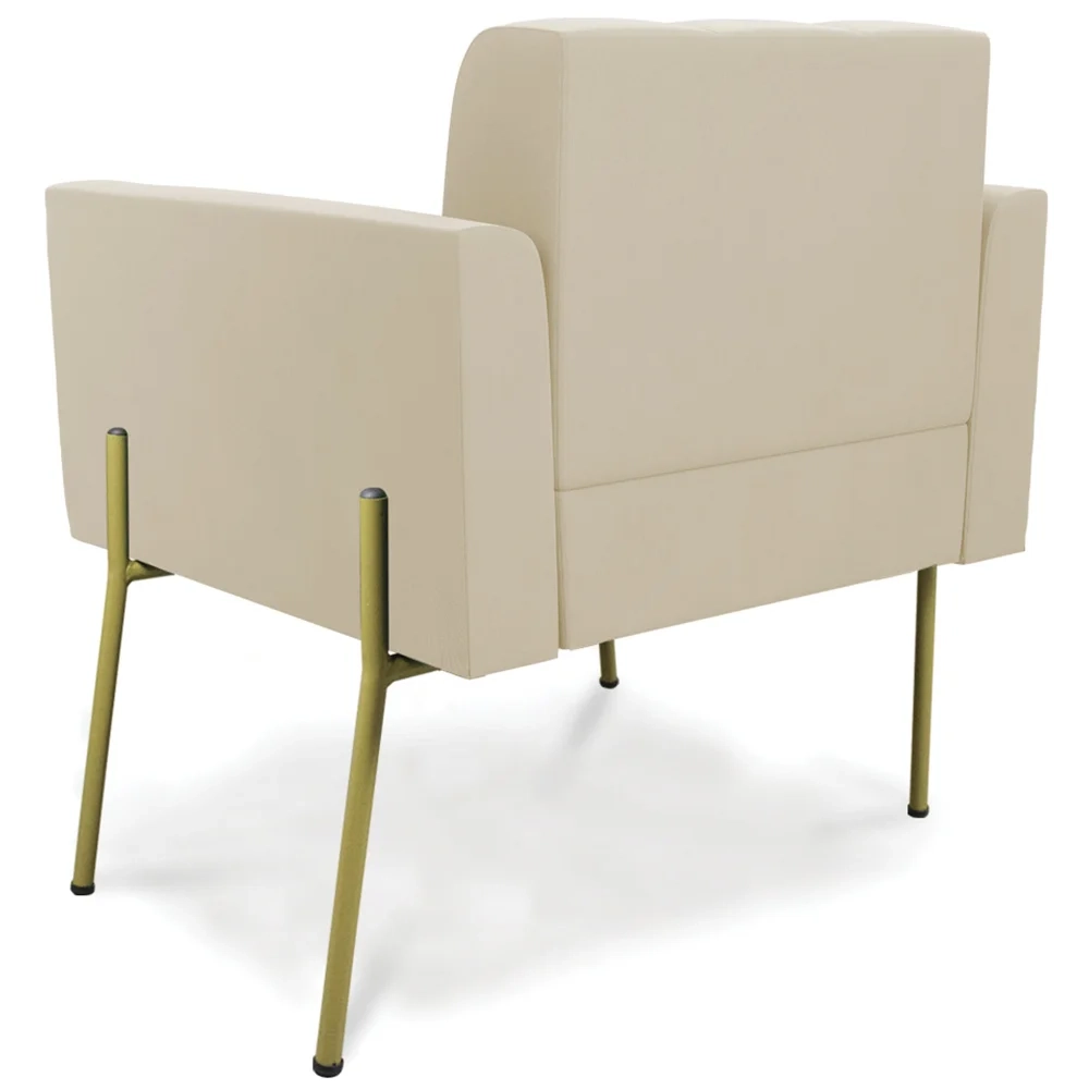 Poltrona Para Sala Pé Metal Dourado Kit 2 Ana Suede Bege - Ibiza