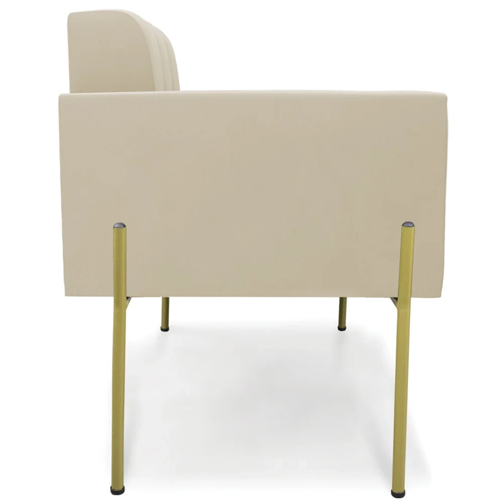 Poltrona Para Sala Pé Metal Dourado Kit 2 Ana Suede Bege - Ibiza