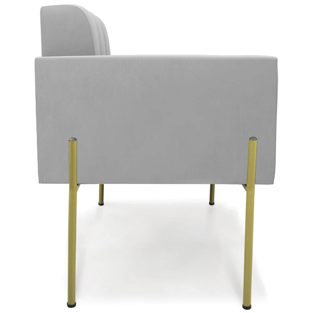 Poltrona Para Sala Pé Metal Dourado Kit 2 Ana Suede Cinza - Ibiza