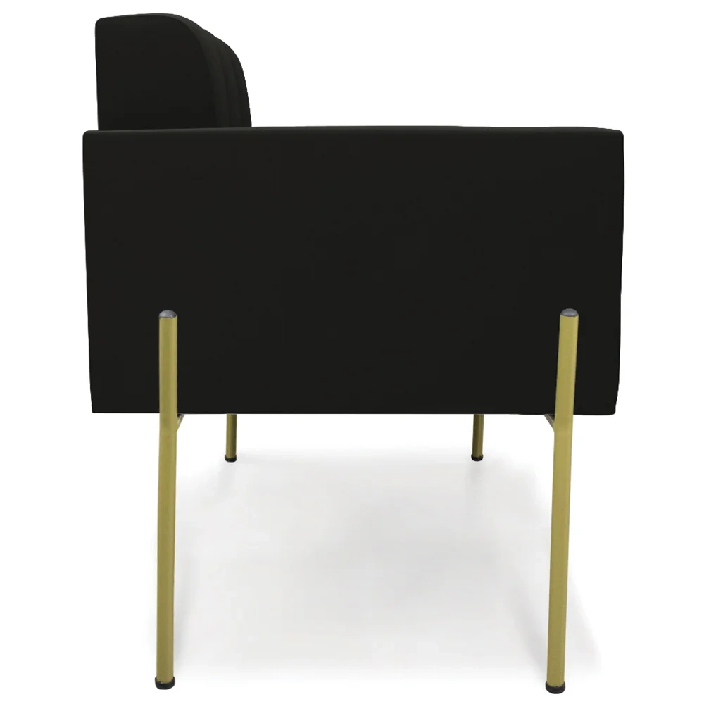 Poltrona Para Sala Pé Metal Dourado Kit 2 Ana Suede Preto - Ibiza