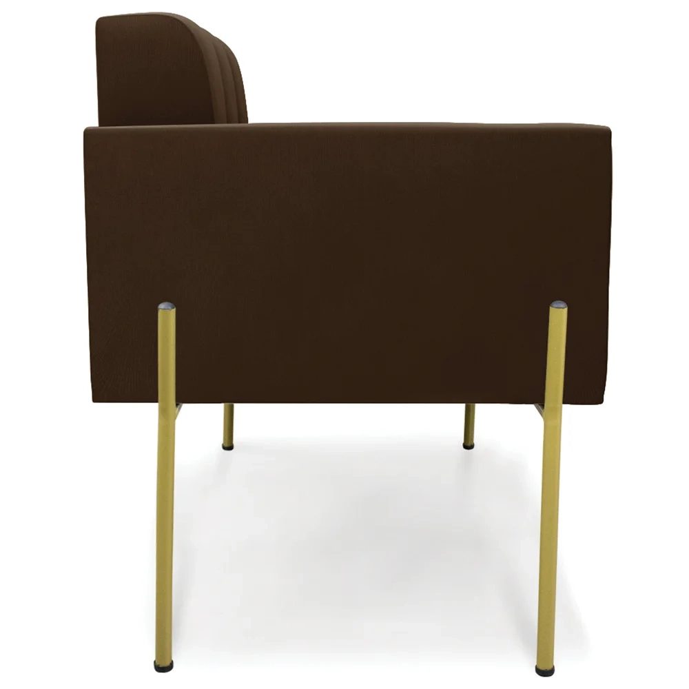 Poltrona Para Sala Pé Metal Dourado Kit 2 Ana Suede Marrom - Ibiza