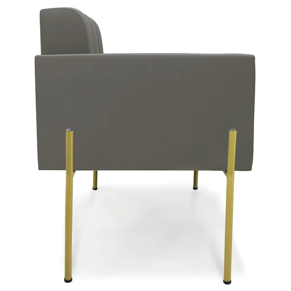 Poltrona Para Sala Pé Metal Dourado Kit 2 Ana Suede Grafite - Ibiza