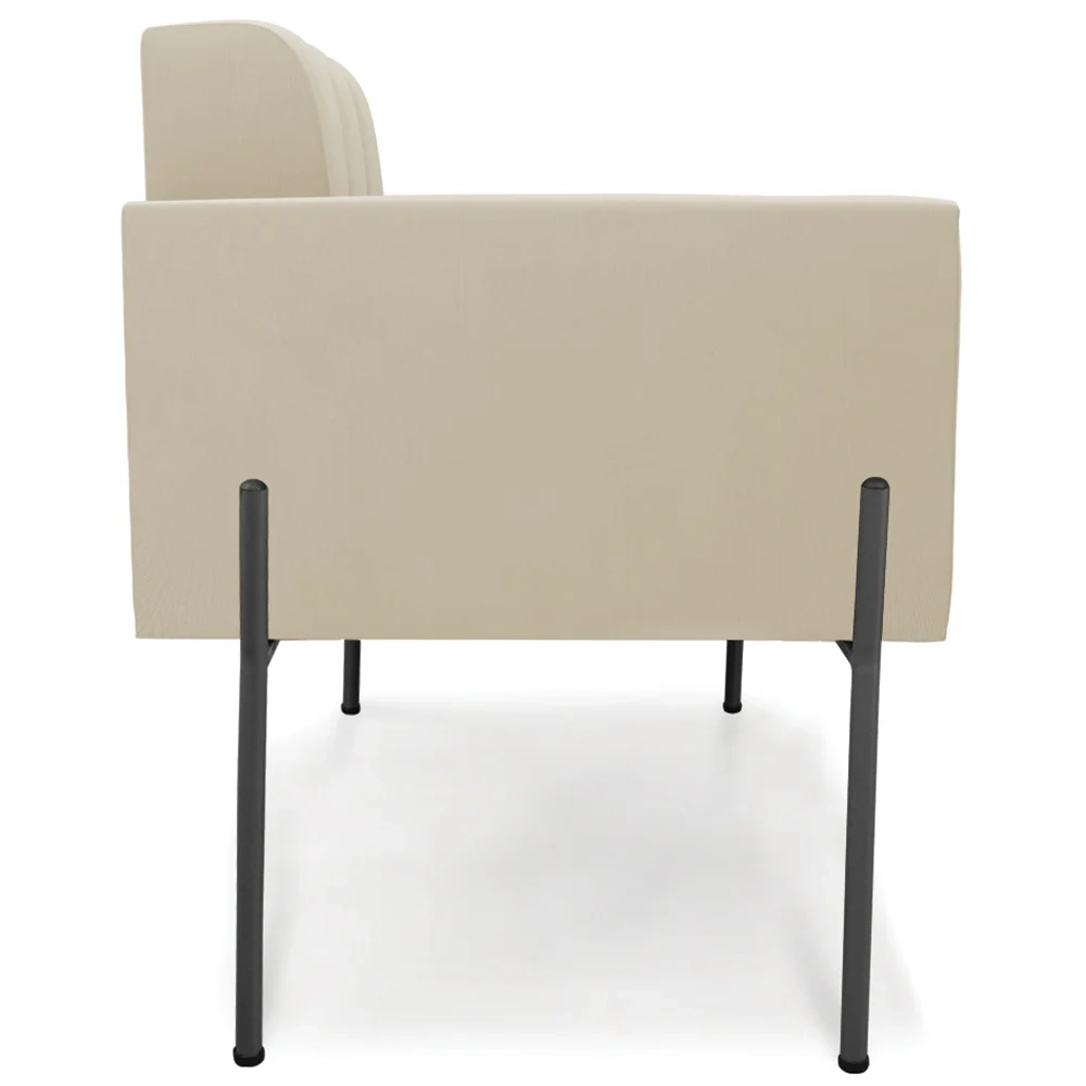 Poltrona Para Sala Pé Metal Preto Kit 2 Ana Suede Bege - Ibiza