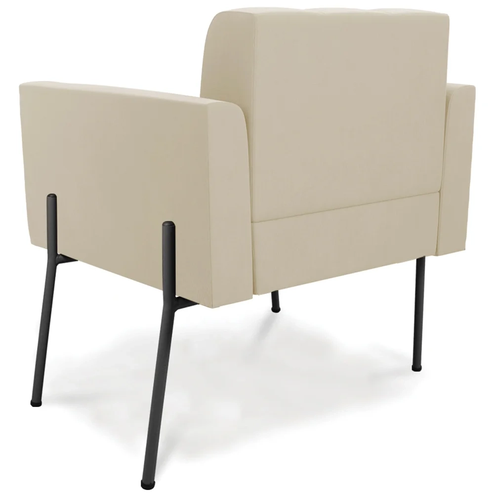 Poltrona Para Sala Pé Metal Preto Kit 2 Ana Suede Bege - Ibiza