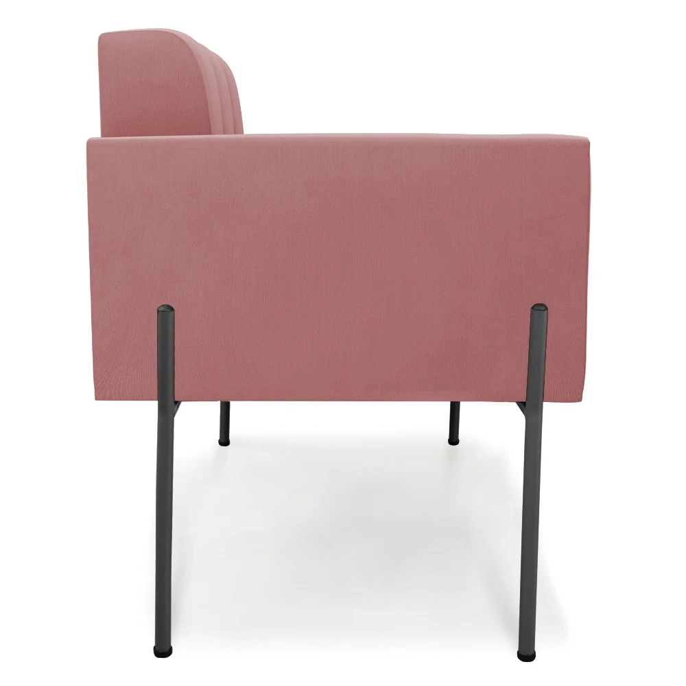 Poltrona Para Sala Pés Metálicos Preto Ana Suede Rosê - Ibiza