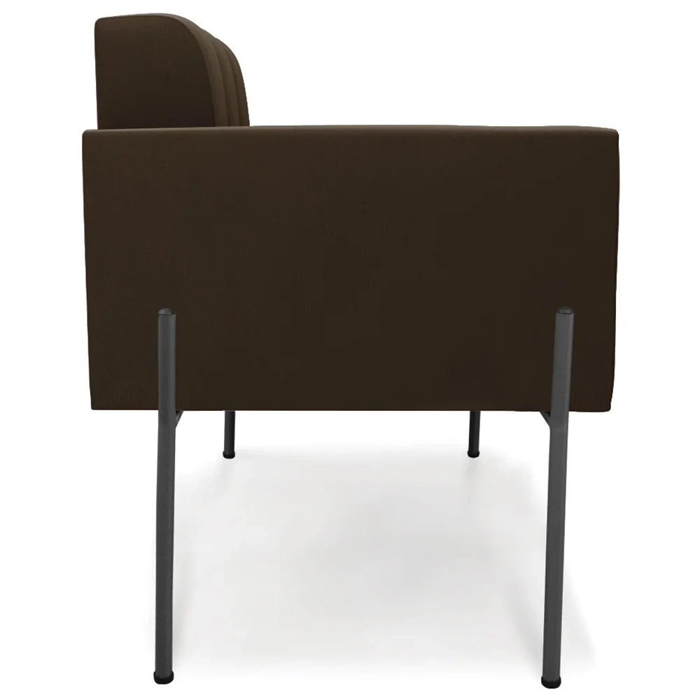 Poltrona Para Sala Pé Metal Preto Kit 2 Ana Suede Marrom - Ibiza