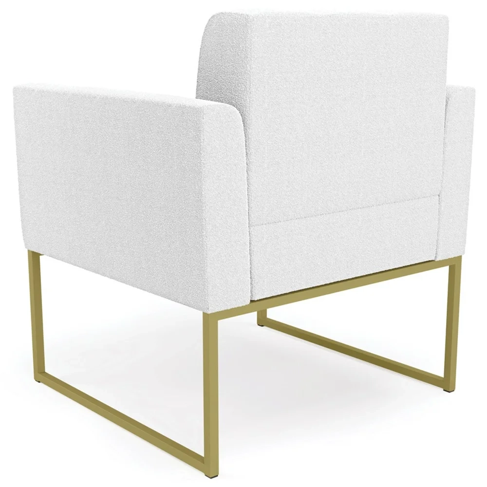 Poltrona Para Sala Base Industrial Dourado Ana Boucle Off - Ibiza