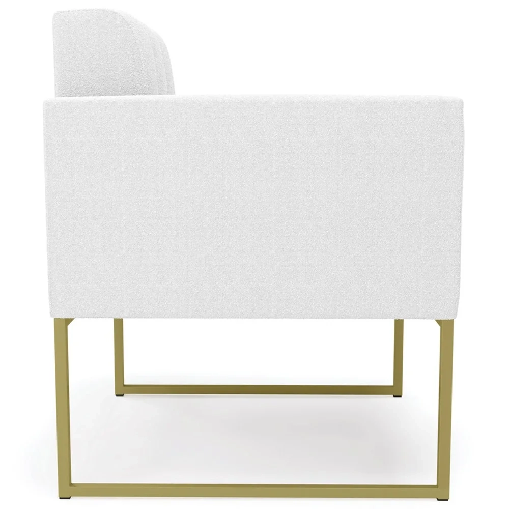 Poltrona Para Sala Base Industrial Dourado Ana Boucle Off - Ibiza